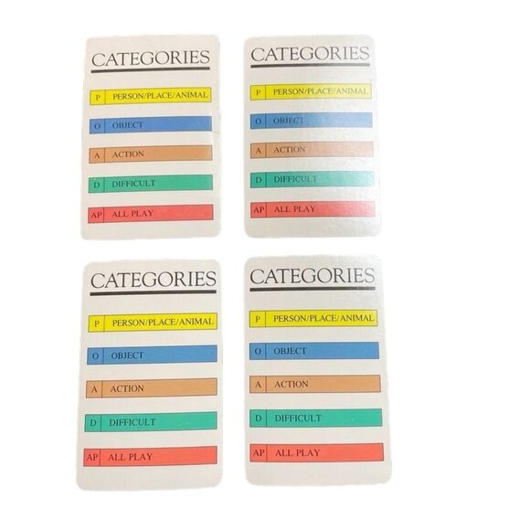 Hasbro Office Pictionary Category Cards Set 4 First Edition 987 